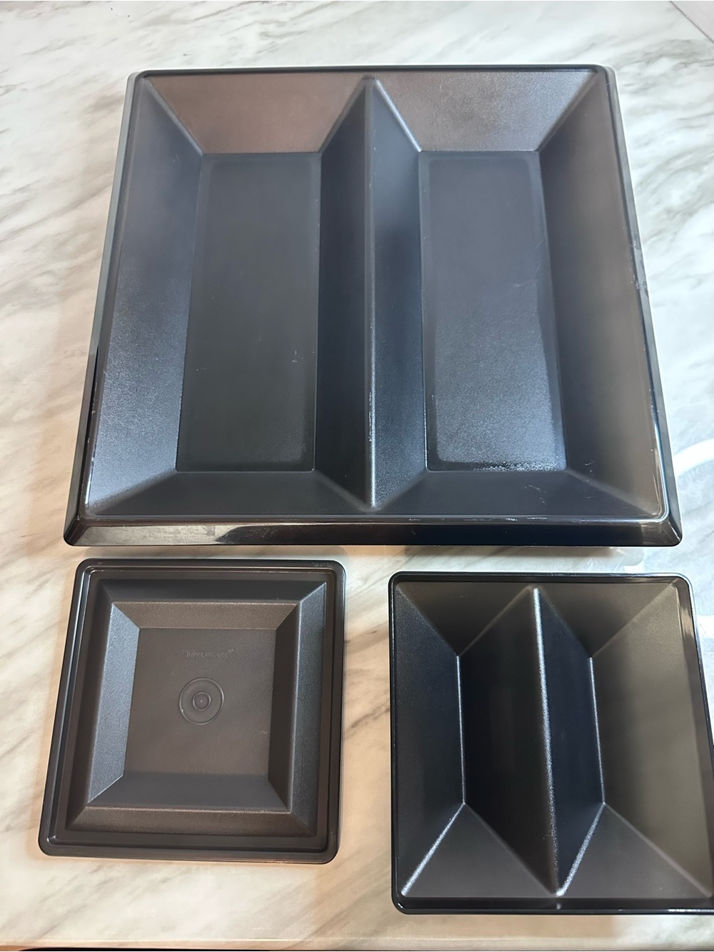Tupperware Black Compartment Serving Trays - Set of 3